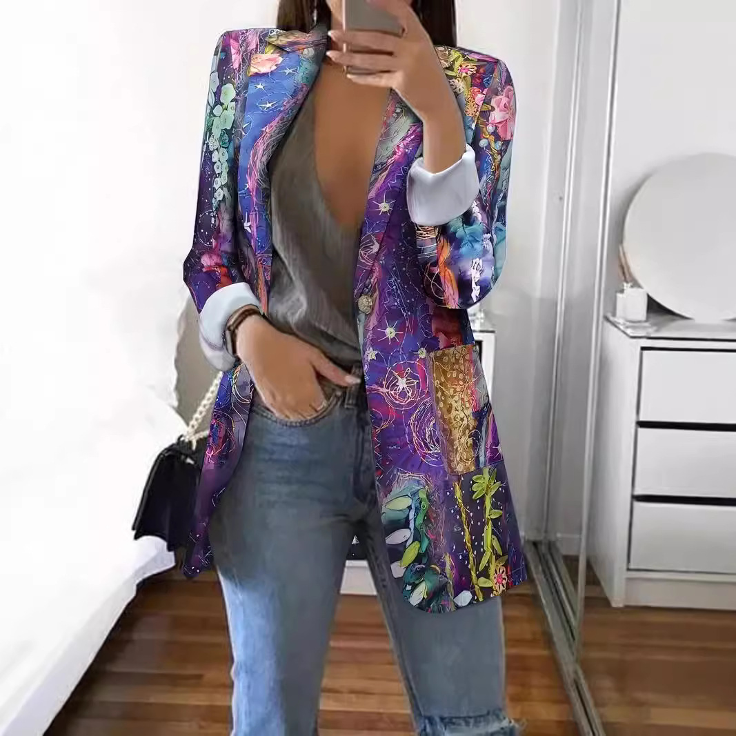 النمط الأوروبي والأمريكي سلسلة ملونة أزياء الربيع والخريف بدلة غير رسمية جديدة