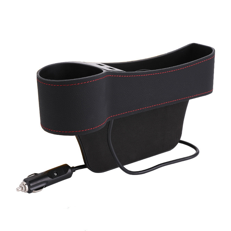 شاحن USB مزدوج، صندوق تخزين السيارة متعدد الوظائف